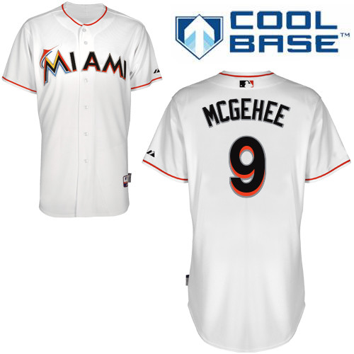 Casey McGehee #9 MLB Jersey-Miami Marlins Men's Authentic Home White Cool Base Baseball Jersey